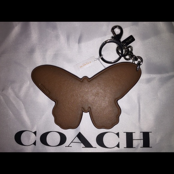 ✨NEW✨COACH Large Studded Leather Butterfly Bag Charm - Brown Saddle/Silver - Picture 13 of 14